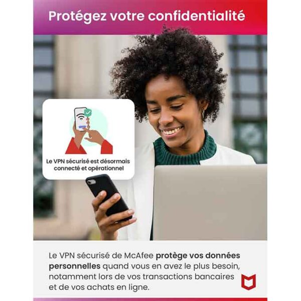 Antivirus McAfee 2024 5 appareils 24mois et VPN