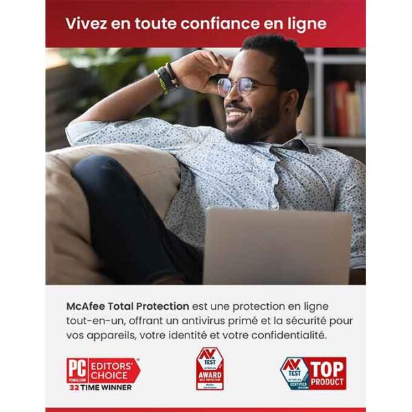 Antivirus McAfee 2024 5 appareils 24mois et VPN