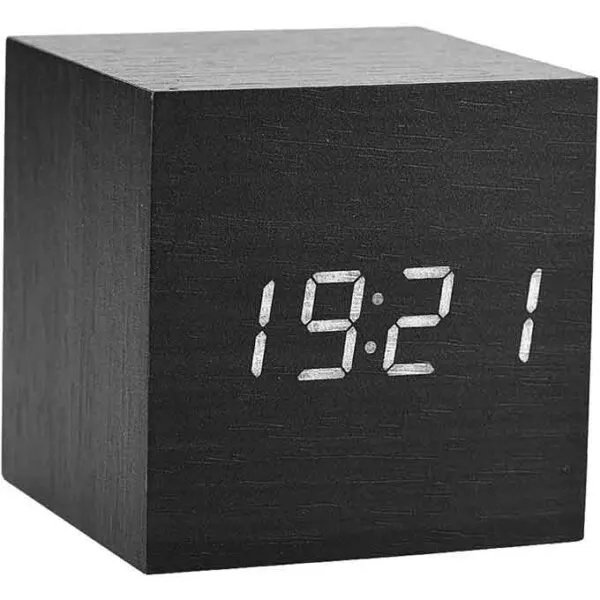 Réveil en Bois LED Numérique avec Commande Vocale