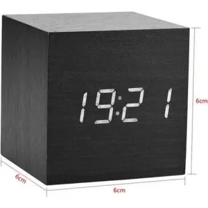 Réveil en Bois LED Numérique avec Commande Vocale
